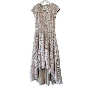 MIA JOY Lace Hadley Dress Girls 7 Beige High Low Maxi Boho Joyfolie Hi-Lo Girl